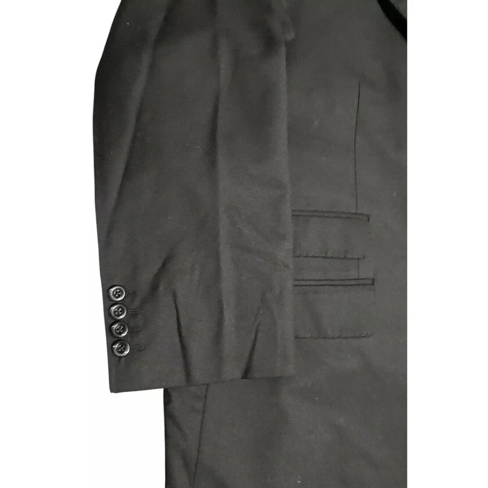 Bespoke Tailored Mens Suit Jacket Pants Black 3 Button 2XL Pants 48x26 Chest 50